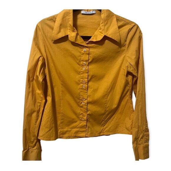 Ivedos 2 shirt orange 70s wide collar vintage EUC button up long sleeve - Picture 2 of 6